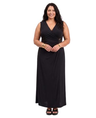 Plus Size V-Neck Sleeveless Wedding Guest Maxi Dress