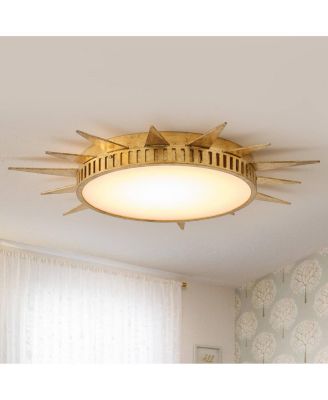 25-Inch Antique Hand Painted Sunburst Flush Mount Ceiling Light