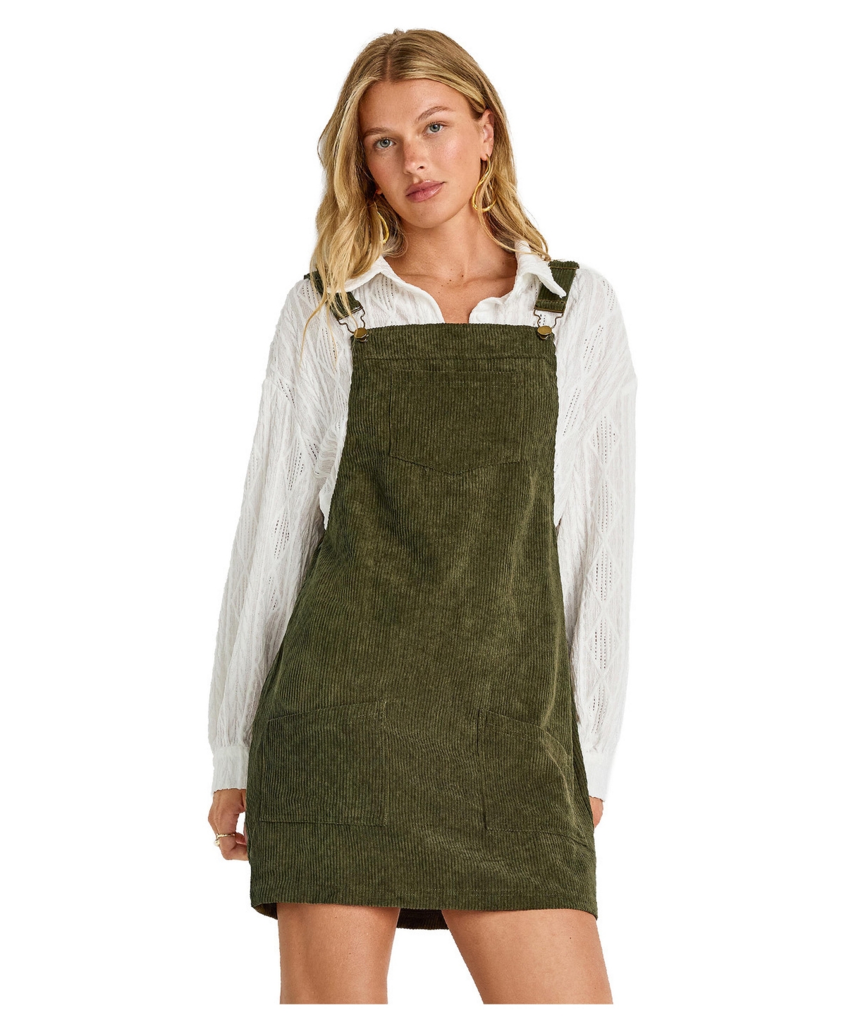 Cupshe Women's Corduroy Square-Neck Mini Pinafore Dress