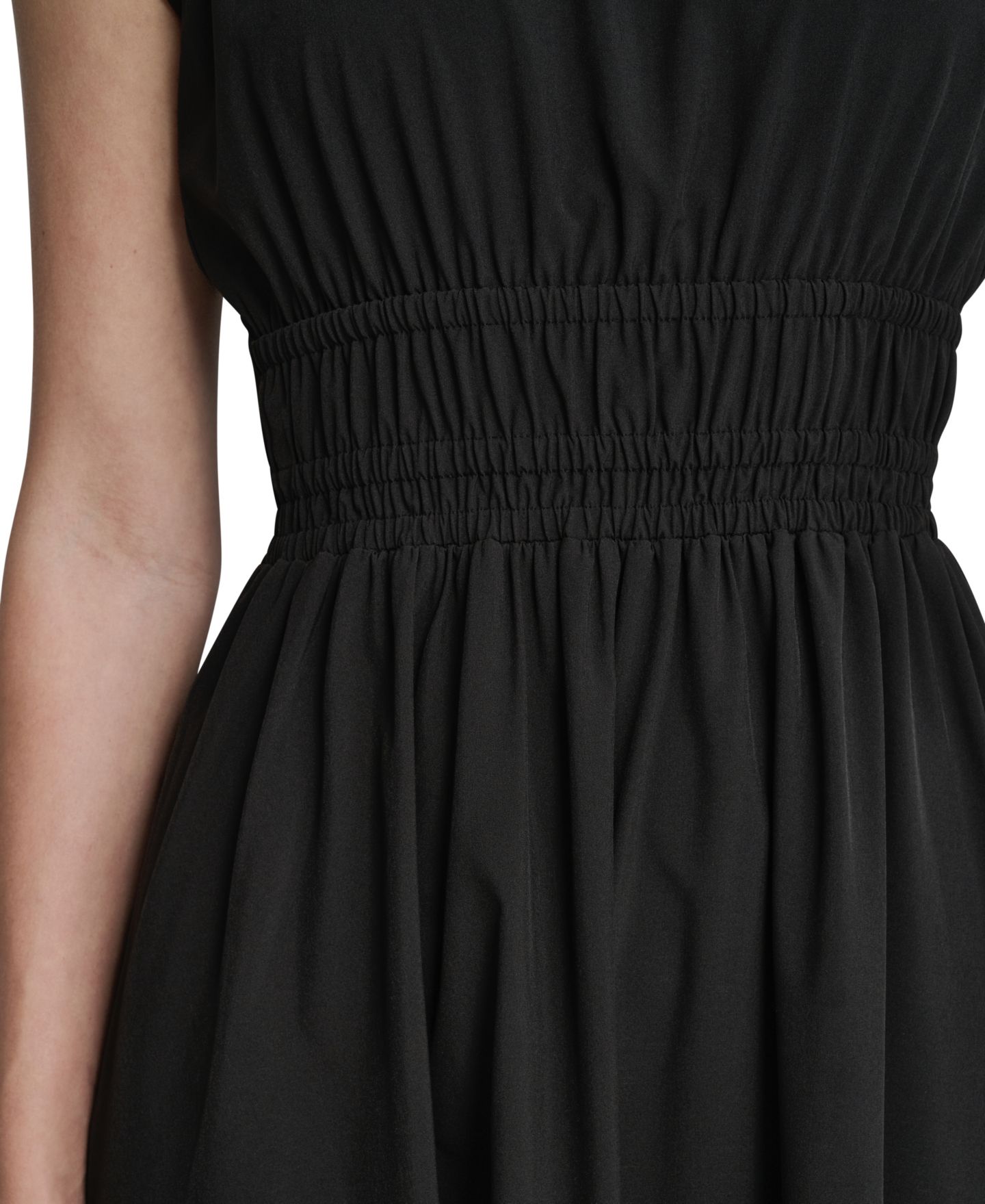 Женское платье DKNY Puff Sleeve Tiered Midi, цвет: Чёрный — фото 5