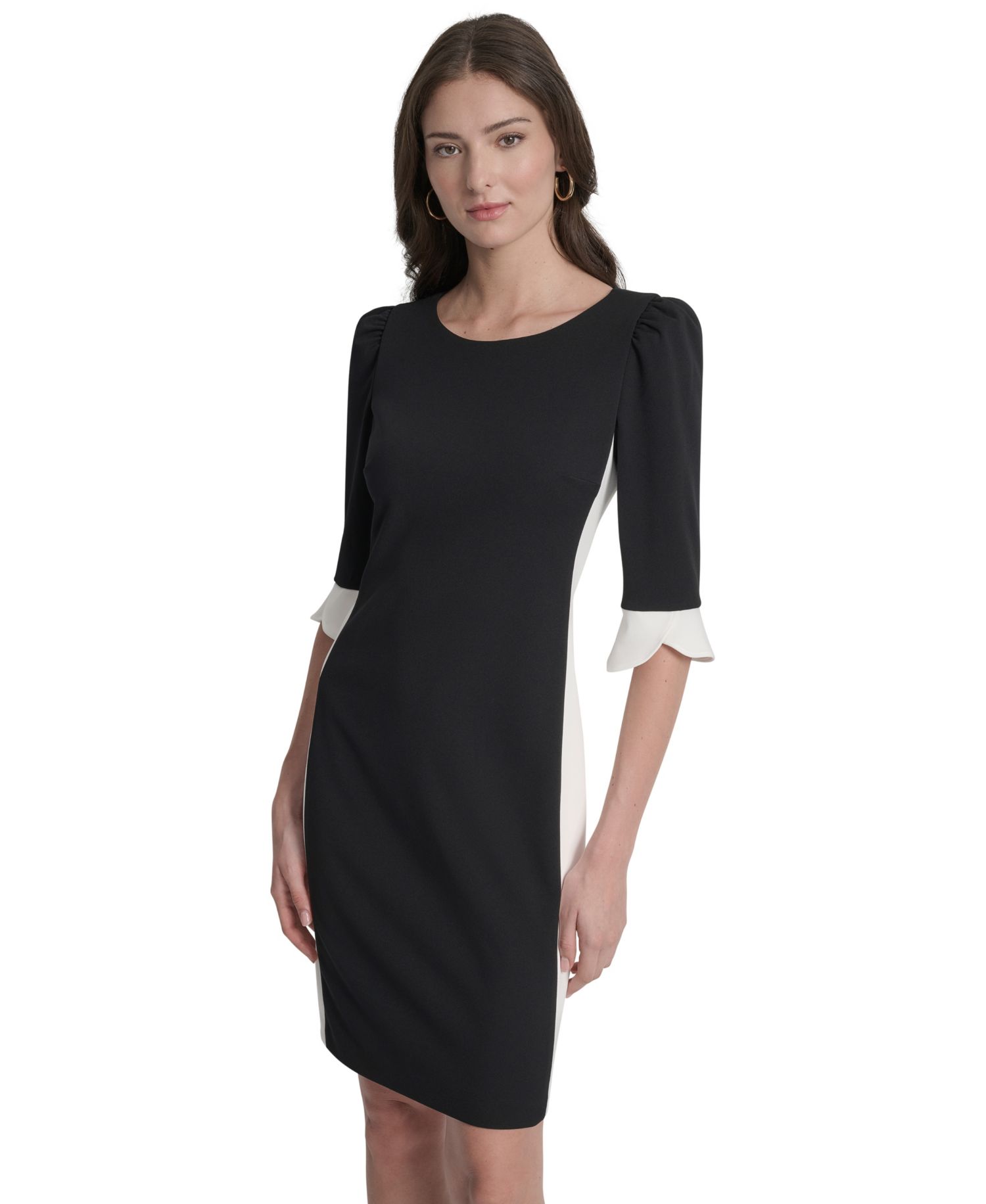 Women's Colorblock 3/4-Sleeve Sheath Dress