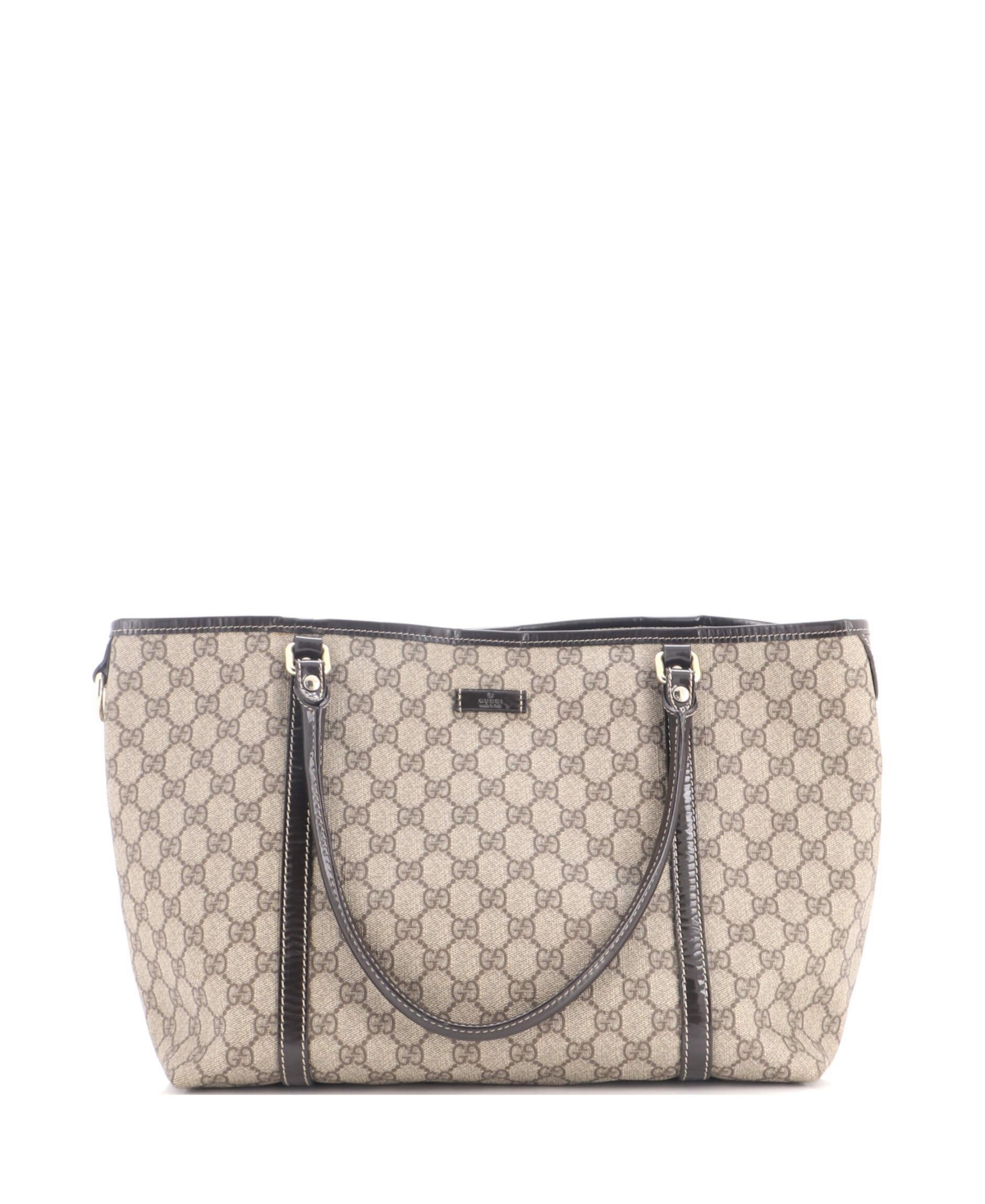 Pre-Owned Gucci Medium Joy Tote Gg Coated Canvas with Leather - Brown