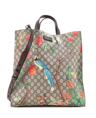 Tall Convertible Soft Open Tote Tian Print GG Coated Canvas