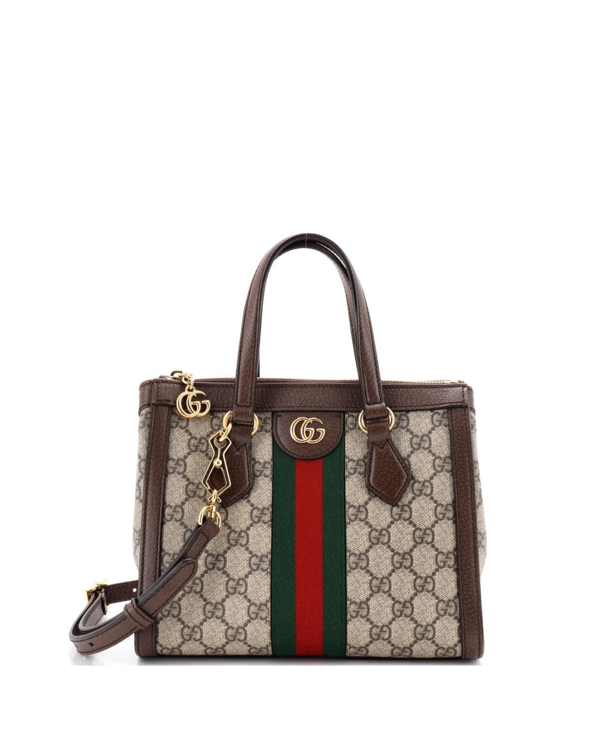 Pre-Owned Gucci Small Ophidia Top Handle Tote Gg Coated Canvas - Brown