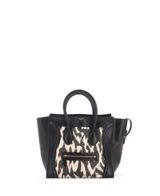 Mini Luggage Bag Printed Canvas and Leather