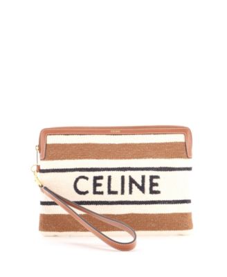 Small Logo Zip Wristlet Pouch Striped Jacquard Textile