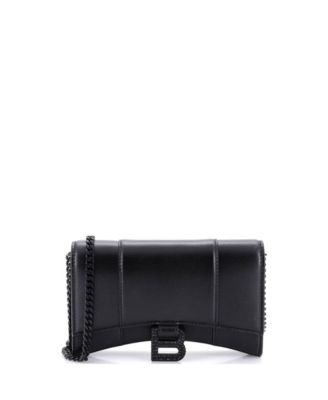 Hourglass Chain Wallet Leather with Crystal Detail