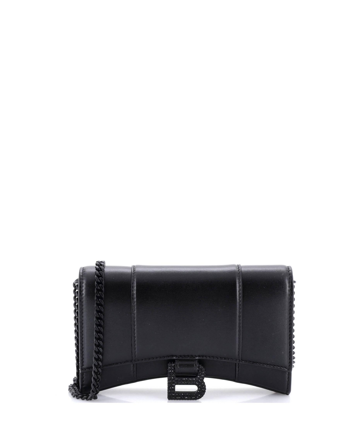 Pre-Owned Balenciaga Hourglass Chain Wallet Leather with Crystal Detail