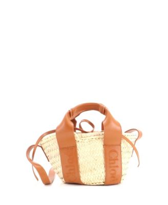 Small Sense Basket Tote Raffia with Leather