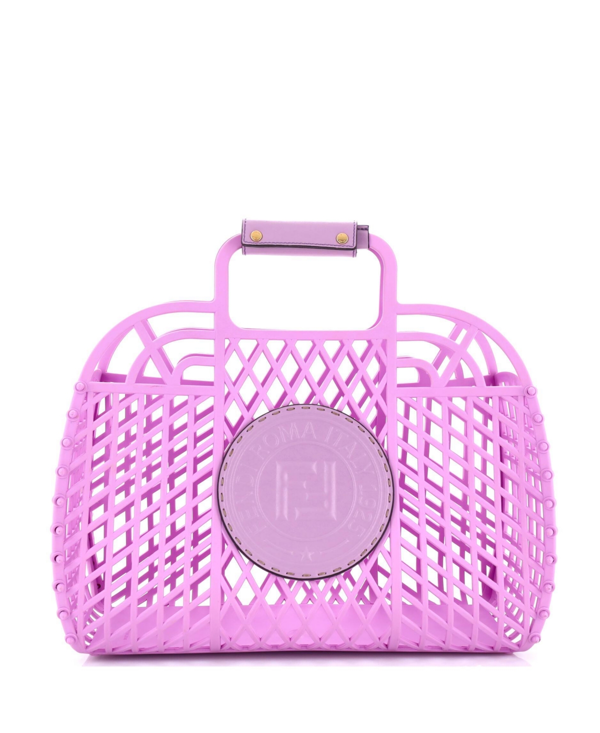 Pre-Owned Fendi Medium Ff Logo Stamp Basket Tote Pvc