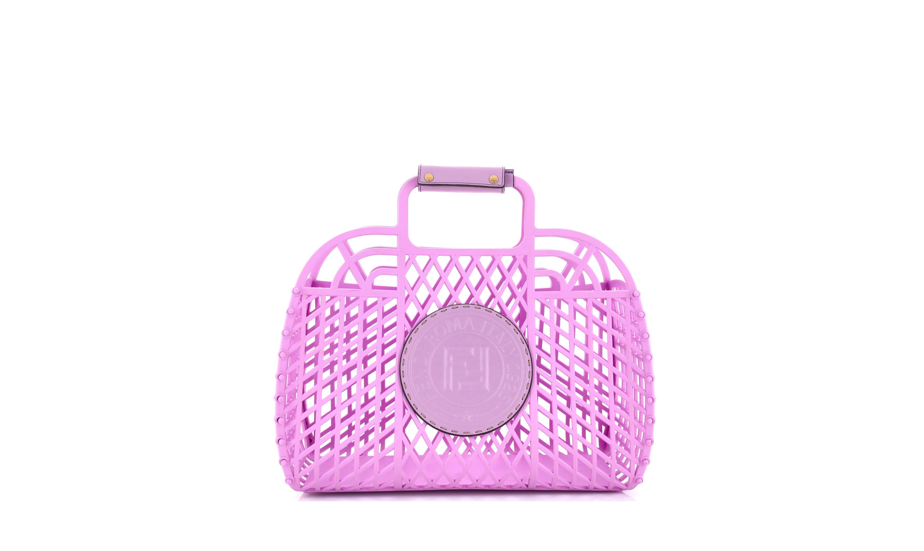 Pre-Owned Fendi Medium Ff Logo Stamp Basket Tote Pvc