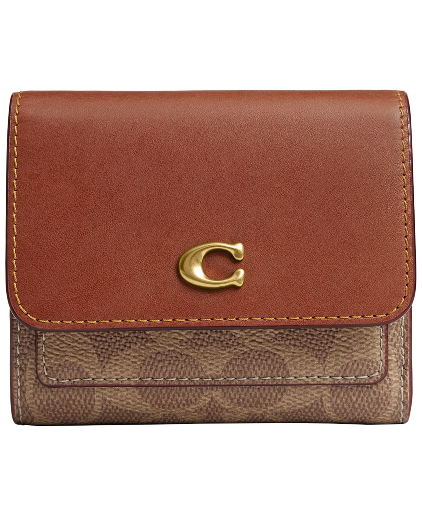 Женский кошелёк COACH Mila Signature Upcrafted Leather Wallet, цвет: Латунный / Карамельный — фото 1
