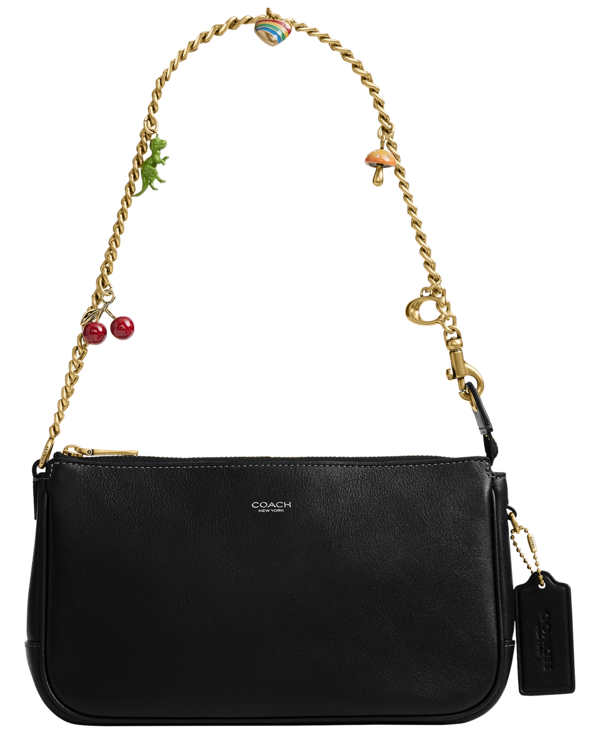 Coach Plaza Natural Grain Leather Chain Strap Small Shoulder Bag