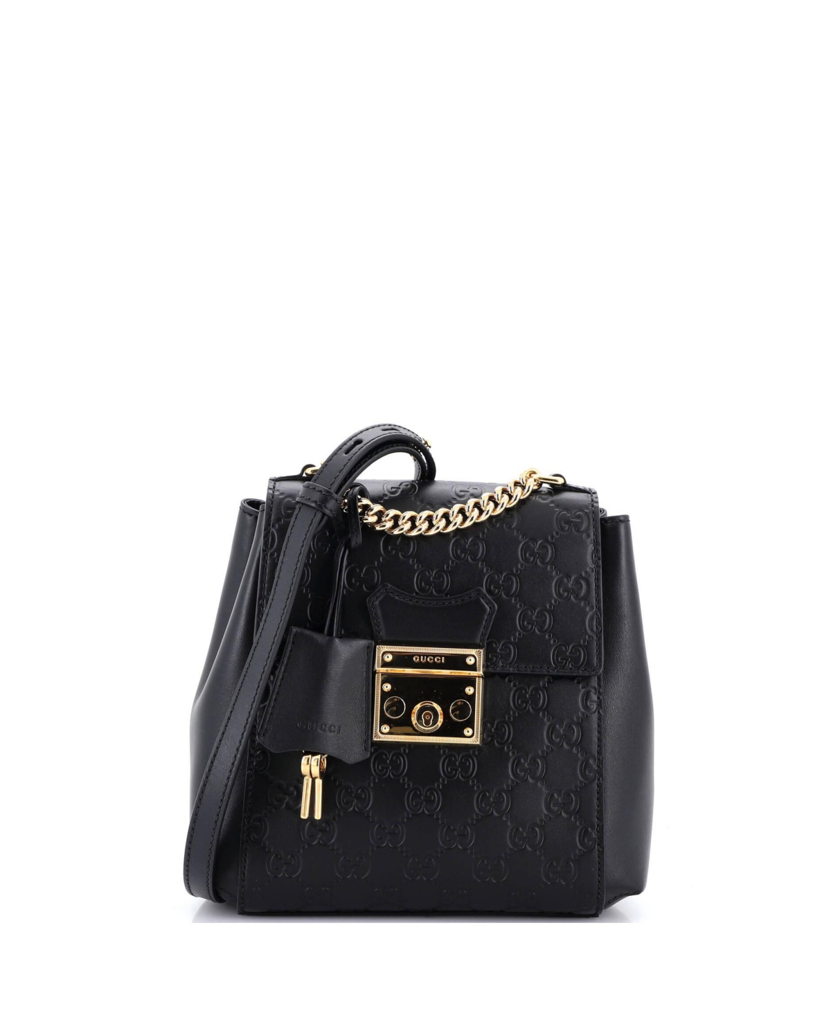 Pre-Owned Gucci Mini Padlock Backpack Guccissima Leather - Black
