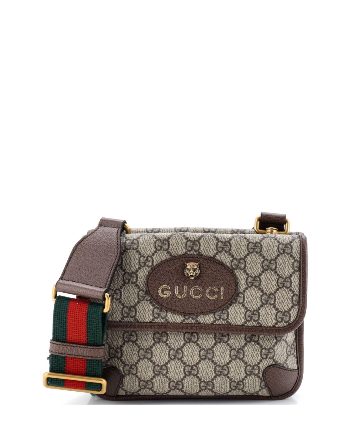 Pre-Owned Gucci Small Neo Vintage Flap Messenger Gg Coated Canvas - Brown