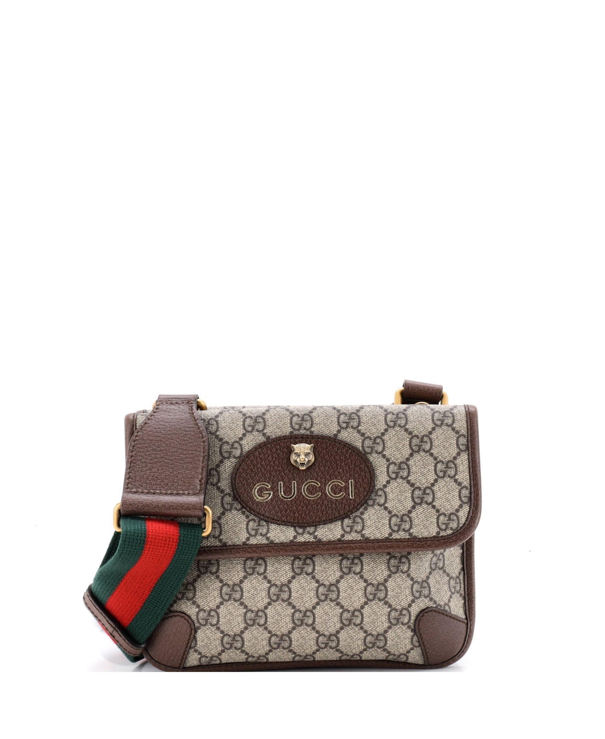 Pre-Owned Gucci Small Neo Vintage Flap Messenger Gg Coated Canvas - Brown