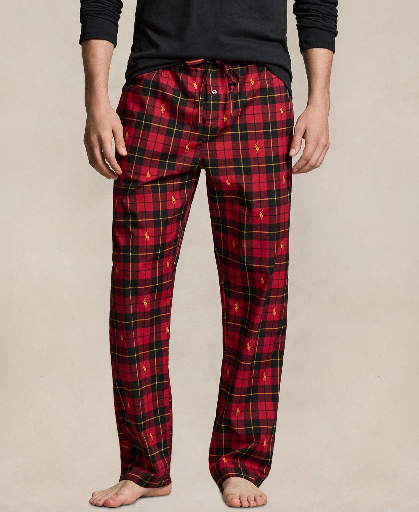 Пижамный комплект для мужчин, 2 предмета — Polo Ralph Lauren, цвет: Чёрный / Золотой — фото 3