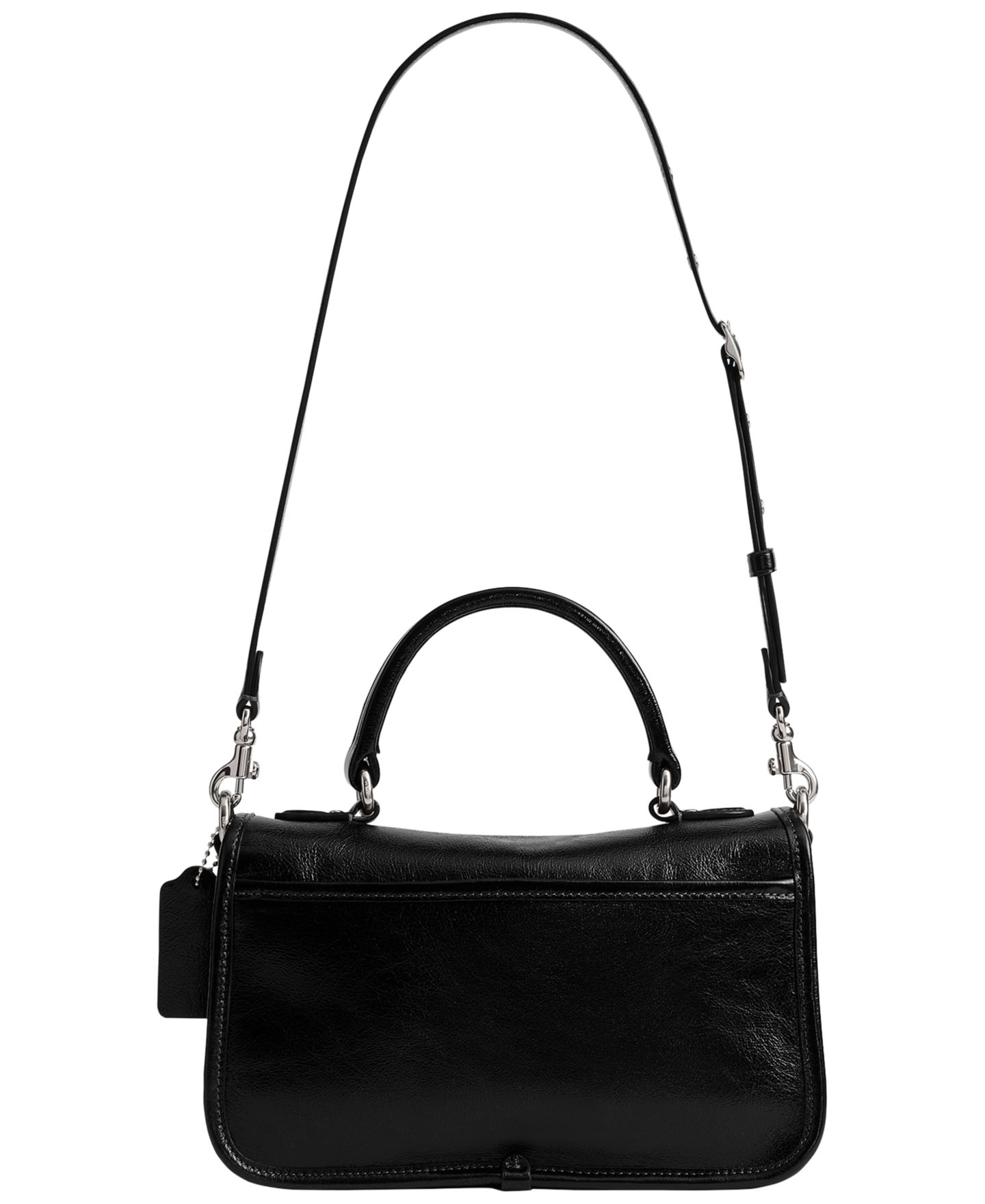 Женская сумка-сэтчел через плечо Coach Metropolitan Small из глазурованной кожи, цвет: Чёрный / Серебряный — фото 2