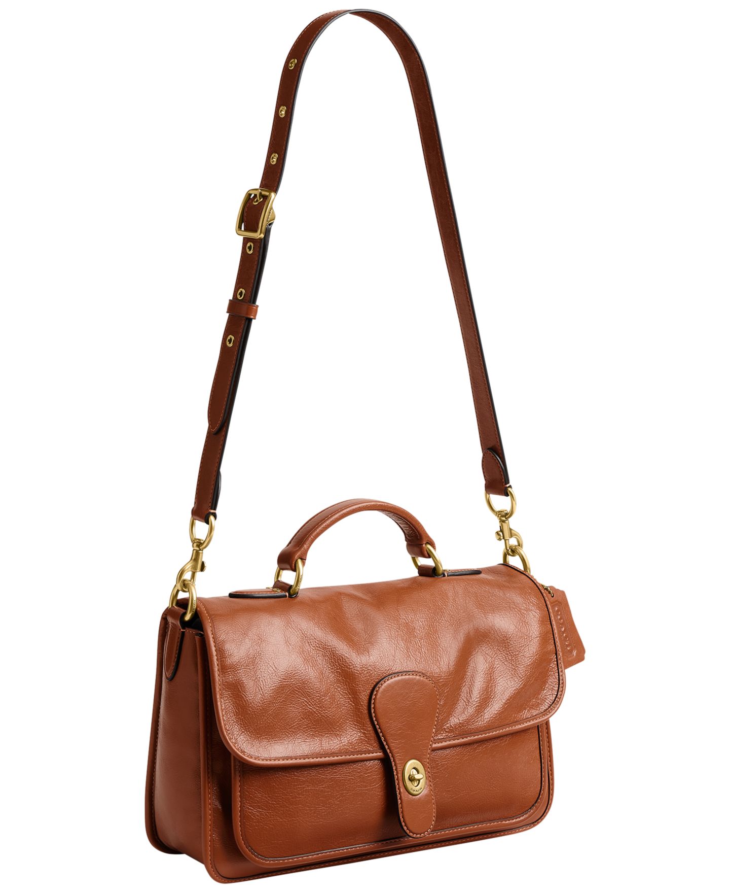 Женская сумка-сэтчел Coach Metropolitan Medium из глазурованной кожи, цвет: Янтарный коричневый — фото 3