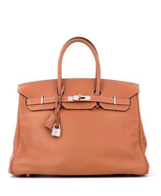 Pre-Owned Hermes Birkin 35 Handbag Brown Swift with Palladium Hardware