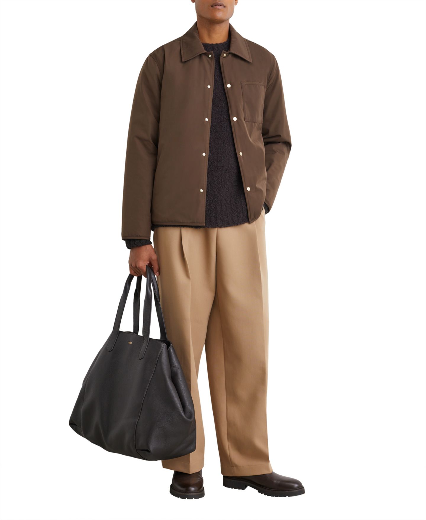 Мужская рубашка REISS Raider Lightly-Padded Regular-Fit Long-Sleeve Overshirt, цвет: Коричневый — фото 3