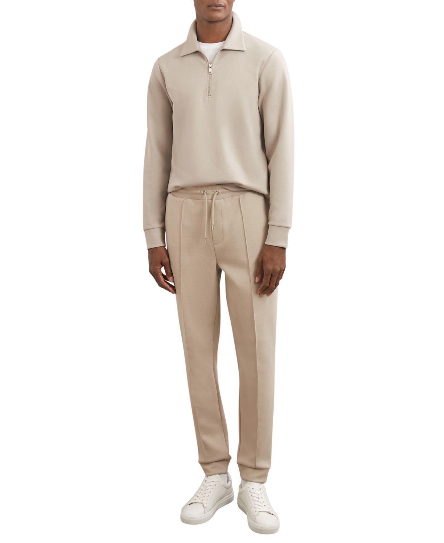 Мужская толстовка REISS Prince Premium Interlock Half-Zip Polo, цвет: Серо-бежевый — фото 3