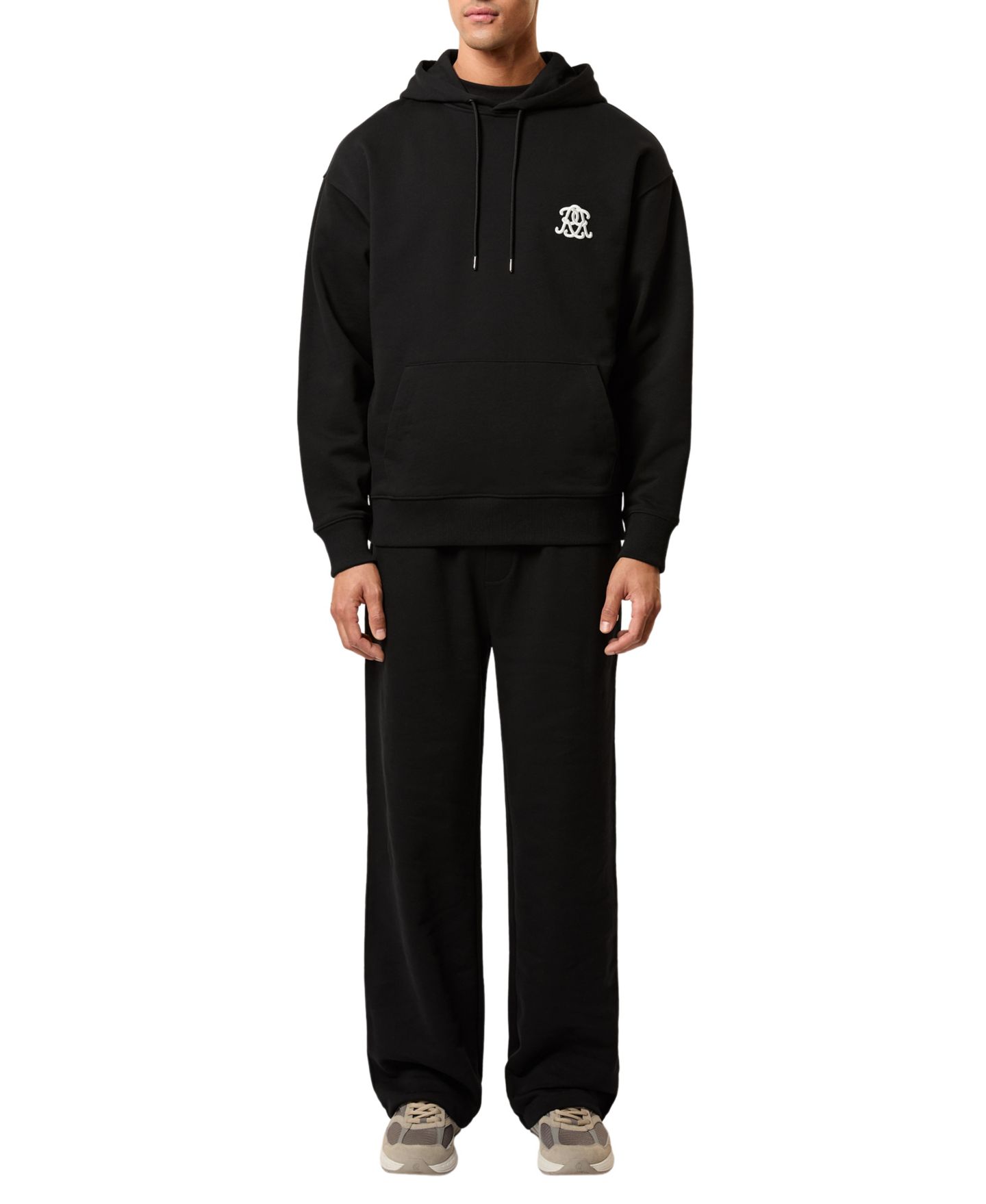 Мужское худи REISS Conlin Oversized Monogram-Embroidered Cotton, цвет: Чёрный — фото 3