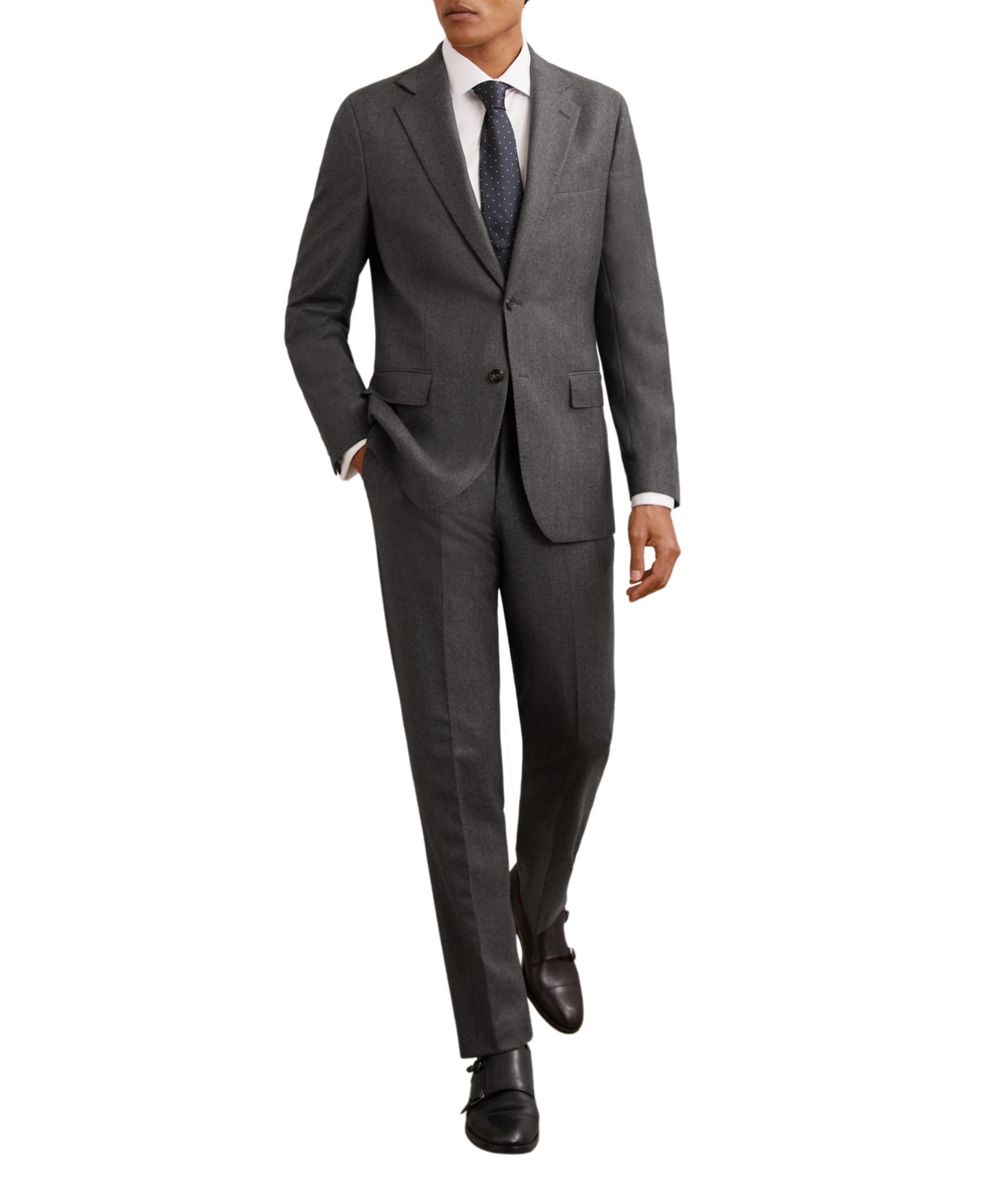 Мужской пиджак REISS Jackal Wool Flannel Single-Breasted Classic-Fit Blazer, цвет: Угольный серый — фото 3