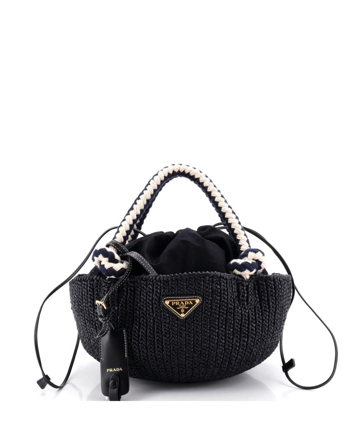 Pre-Owned Prada Small Basket Tote Crochet Raffia