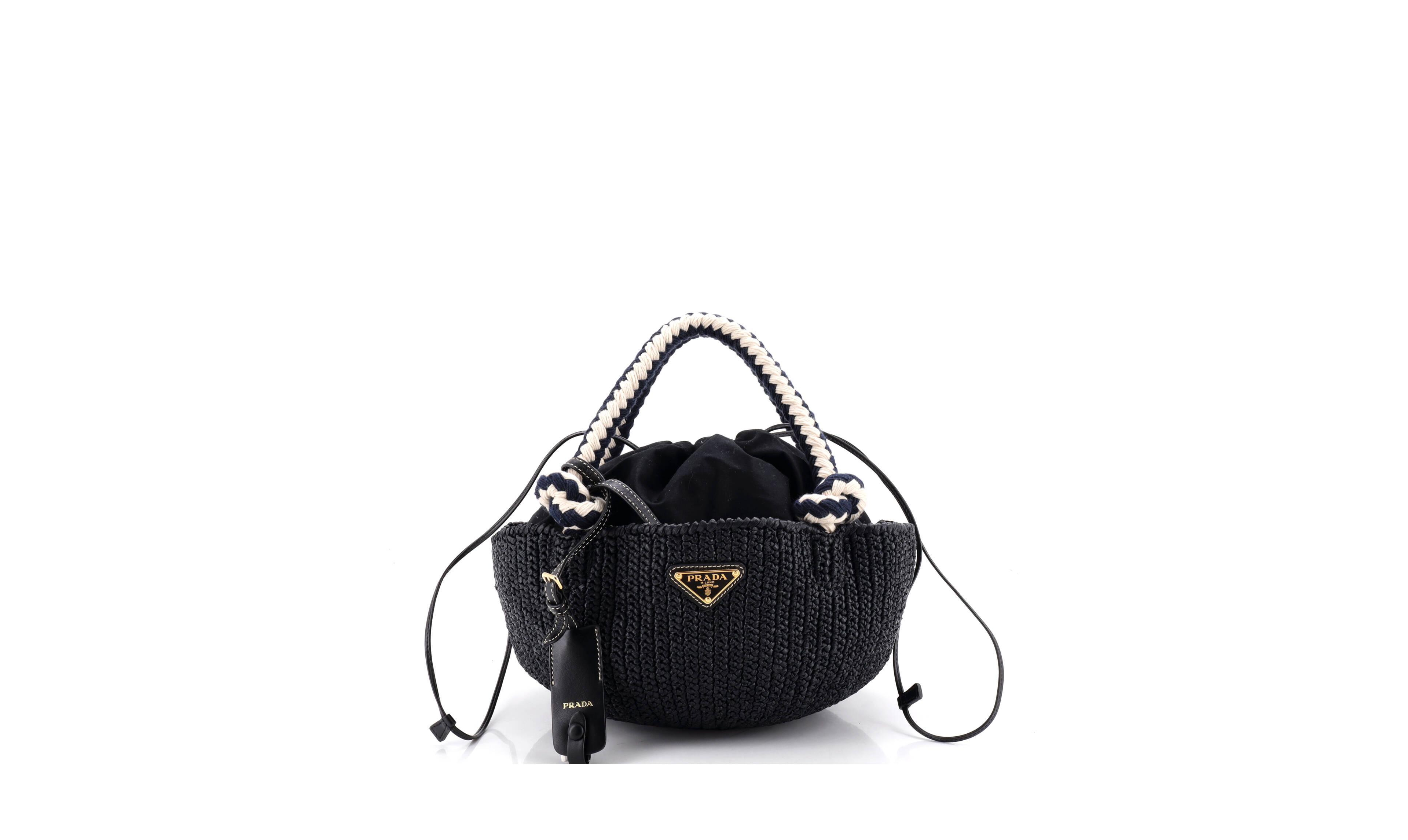 Pre-Owned Prada Small Basket Tote Crochet Raffia
