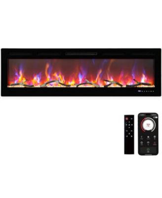 80" Smart Electric Fireplace Insert with WiFi, Alexa, 3D Flames and Heater, Wall Mount or Recessed