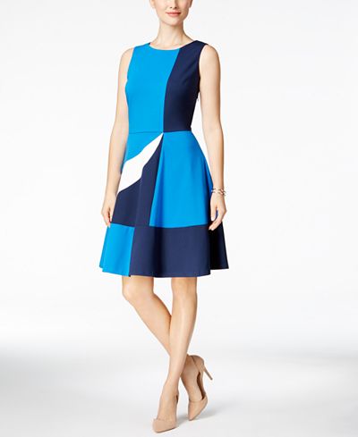 Charter Club Colorblocked Fit & Flare Dress, Only at Macy's