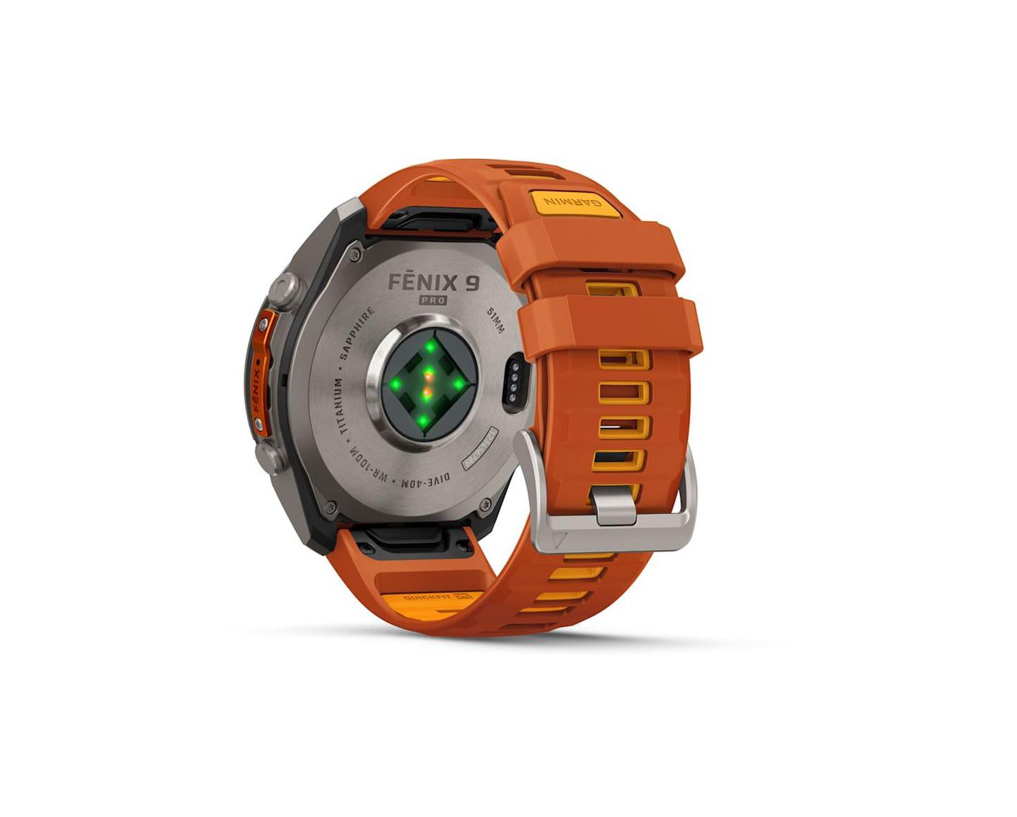 Смарт-часы Garmin Fenix 9 Pro с GPS, титан, оранжевый силиконовый ремешок, 51 мм — фото 6