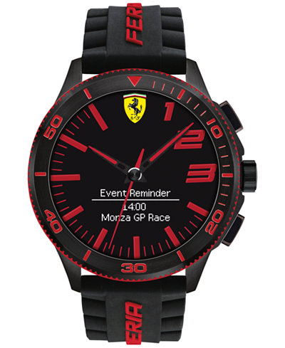 Ferrari Men's Analog-Digital Scuderia XX Ultraveloce Black Silicone Strap Smart Watch 48mm 0830375