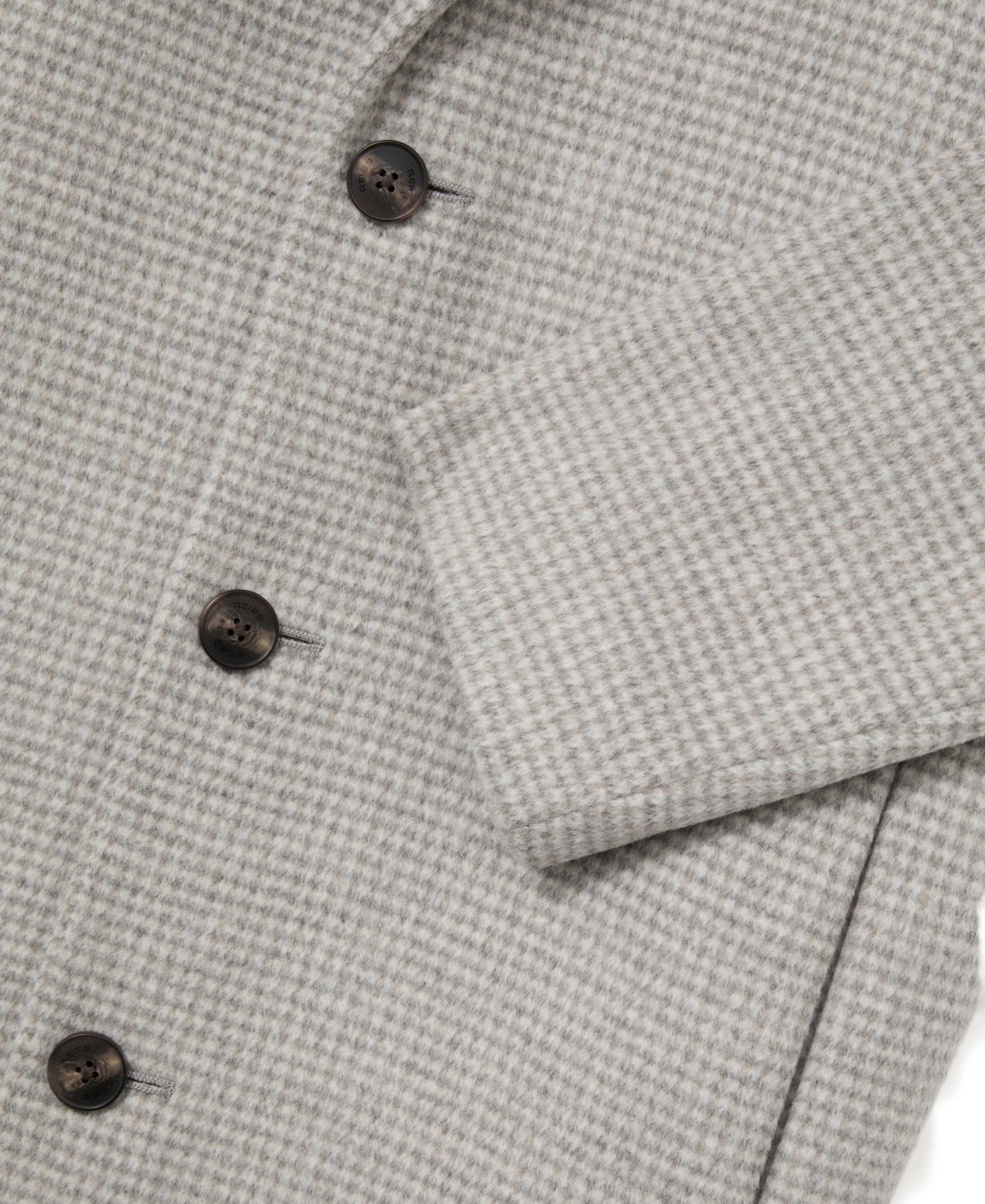 Мужское пальто REISS Dawn Wool-Blend Puppytooth Single-Breasted Overcoat, цвет: Мягкий серый — фото 4