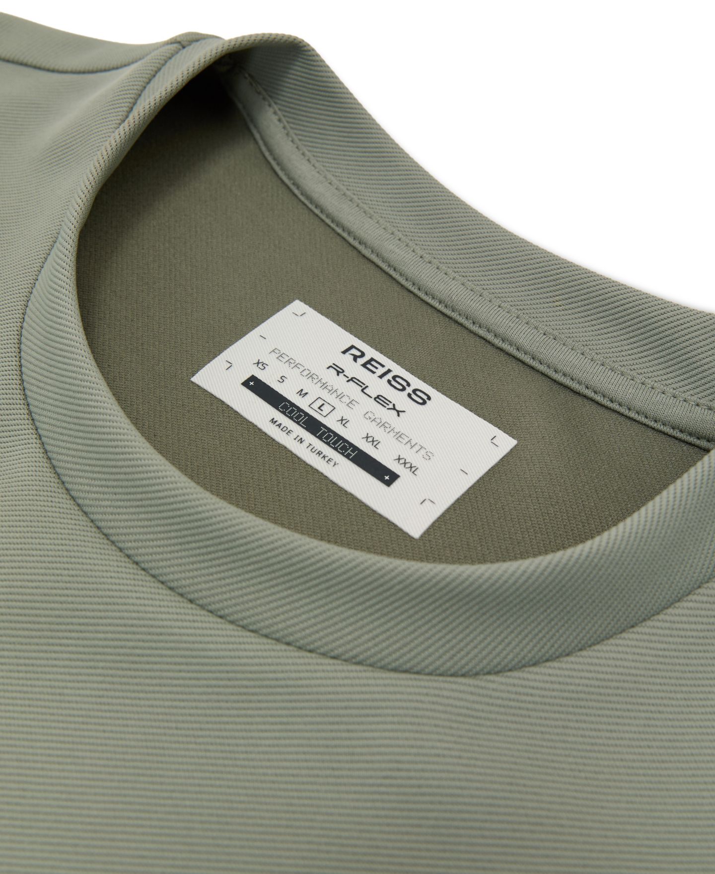 Мужская футболка REISS R-Flex Day Stretch-Twill Modern-Fit Crewneck, цвет: Шалфейный зелёный — фото 4