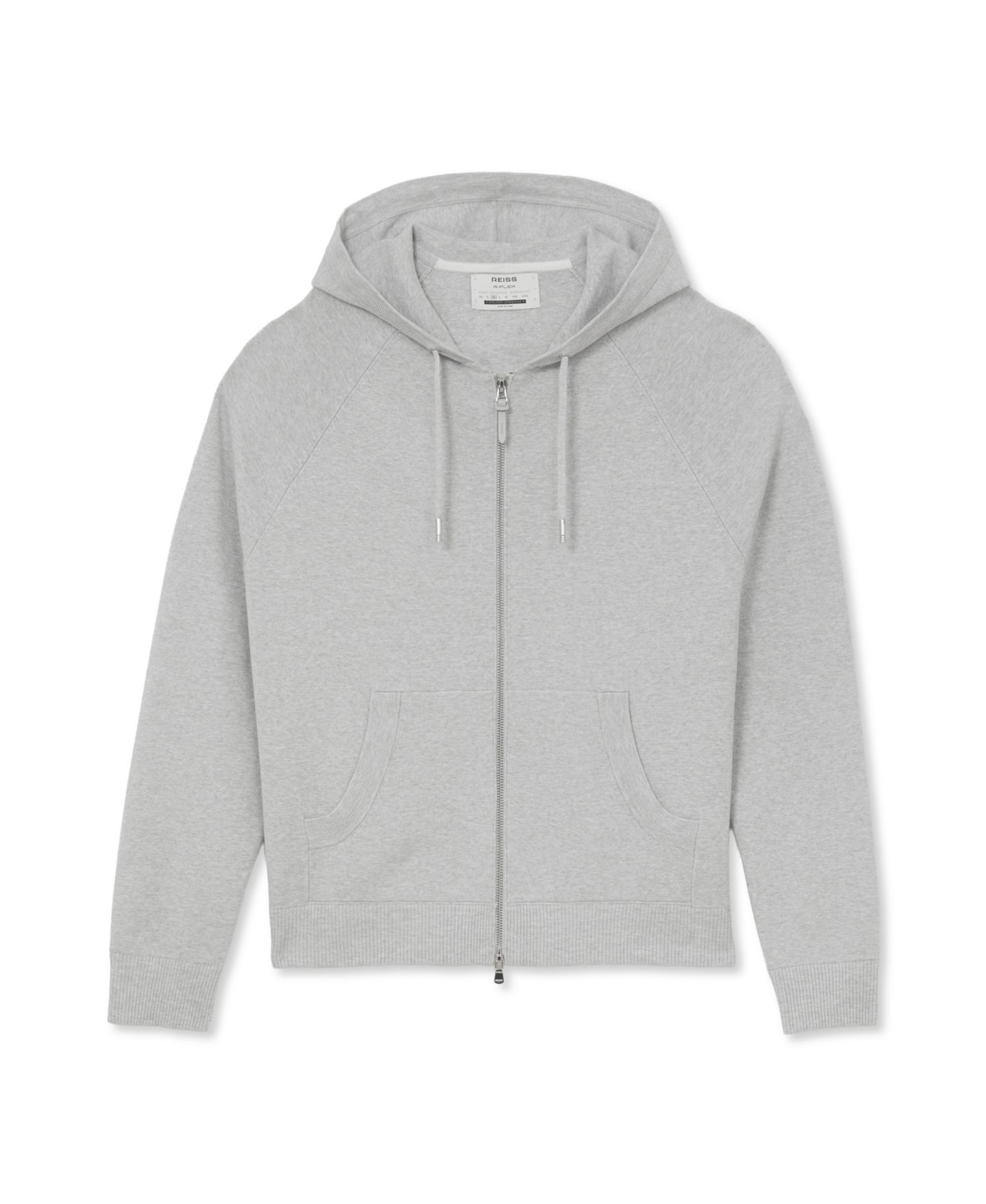 Мужское худи REISS Manchester R-Flex Full-Zip Milano Knit, цвет: Мягкий серый — фото 2