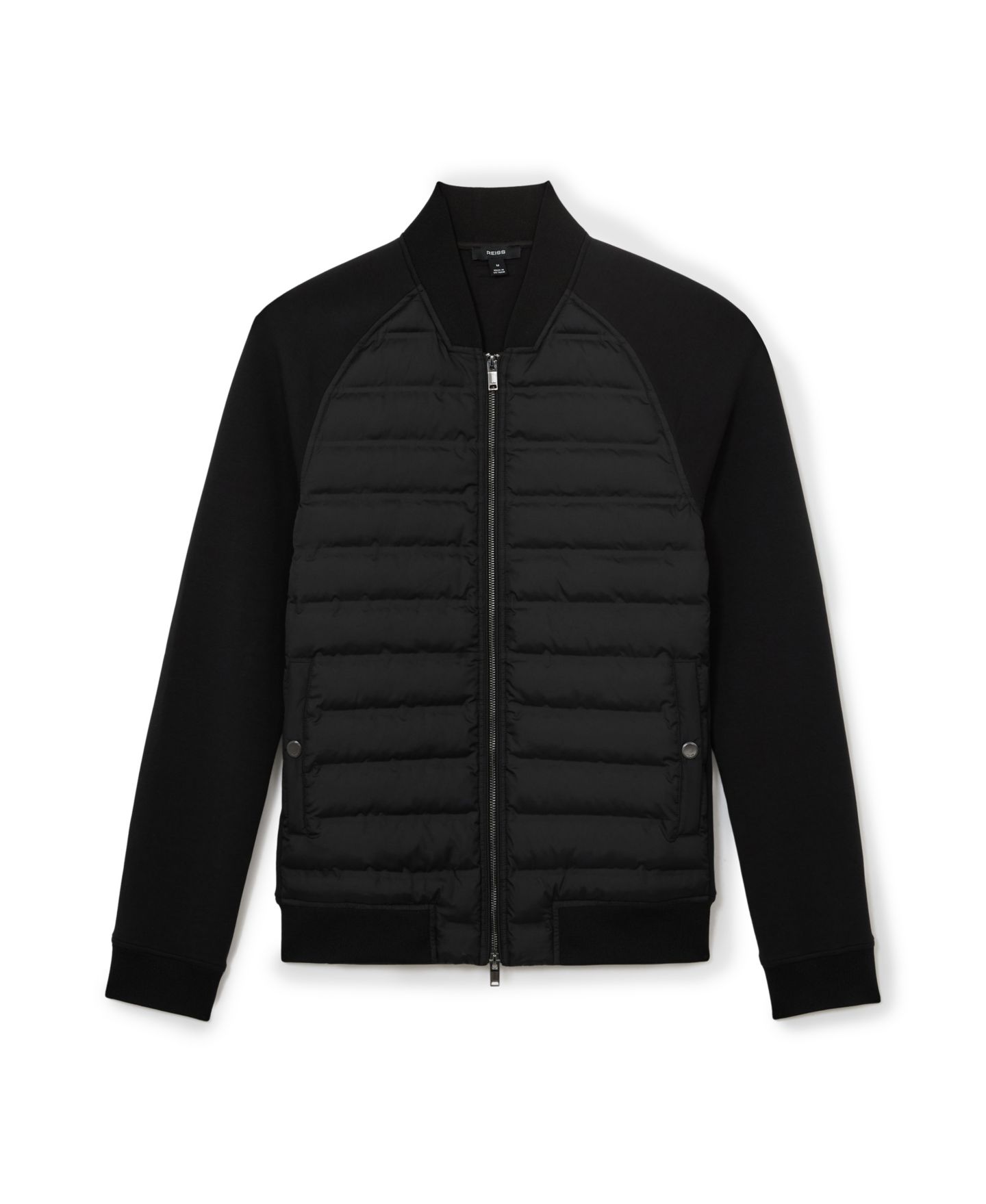 Мужская куртка REISS Rami Quilted-Hybrid Bomber, цвет: Чёрный — фото 2