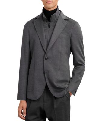 Men's Patch Tailored-Fit Single-Breasted Wool-Blend Blazer