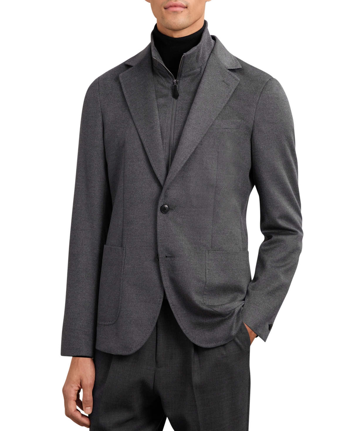 Reiss Men's Patch Tailored-Fit Single-Breasted Wool-Blend Blazer