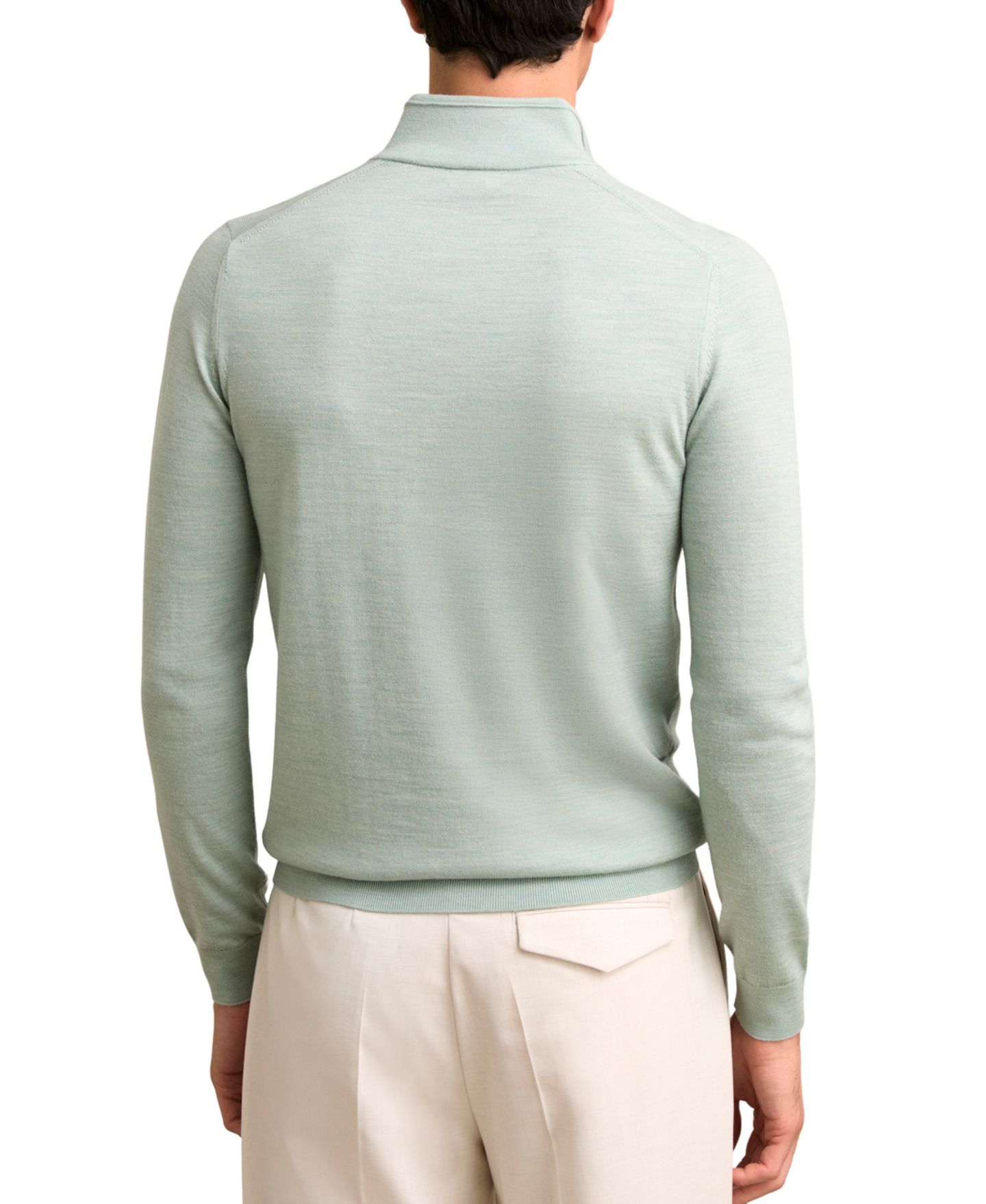 Мужской свитер REISS Blackhall Slim-Fit Funnel-Neck Merino Wool, цвет: Шалфейный зелёный меланжевый — фото 5