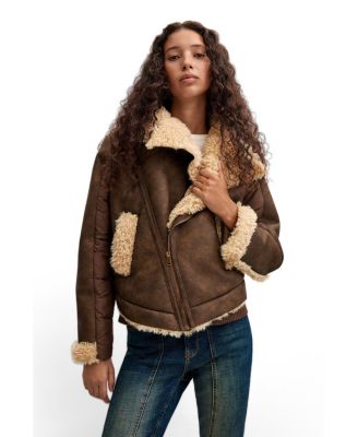 Women's double-faced coat with shearling