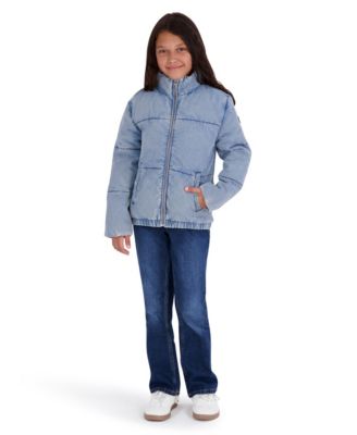 Girls' 4-16 Hooded Faux Fur Water-Resistant Puffer Jacket