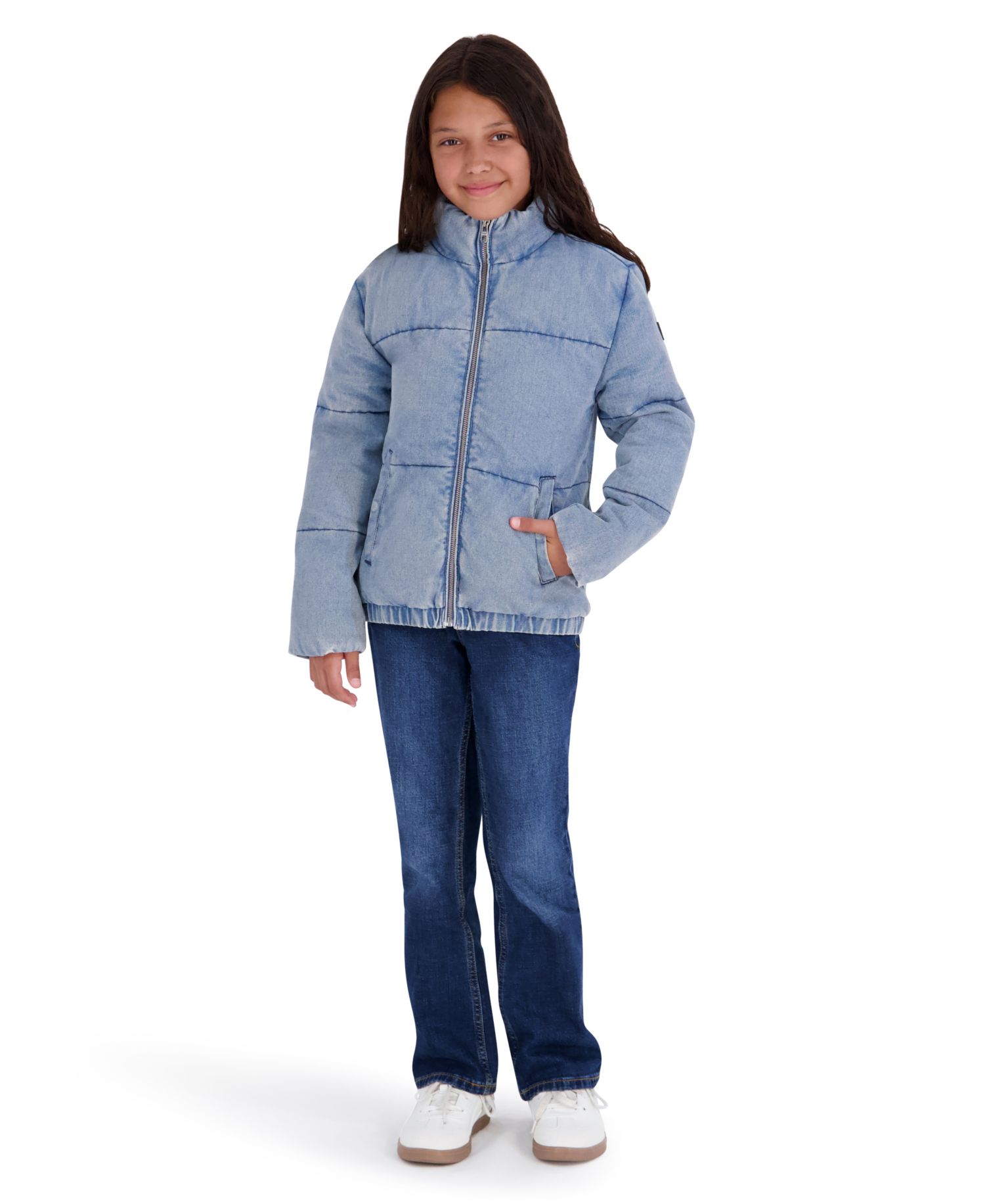 Girls' 4-16 Hooded Faux Fur Water-Resistant Puffer Jacket