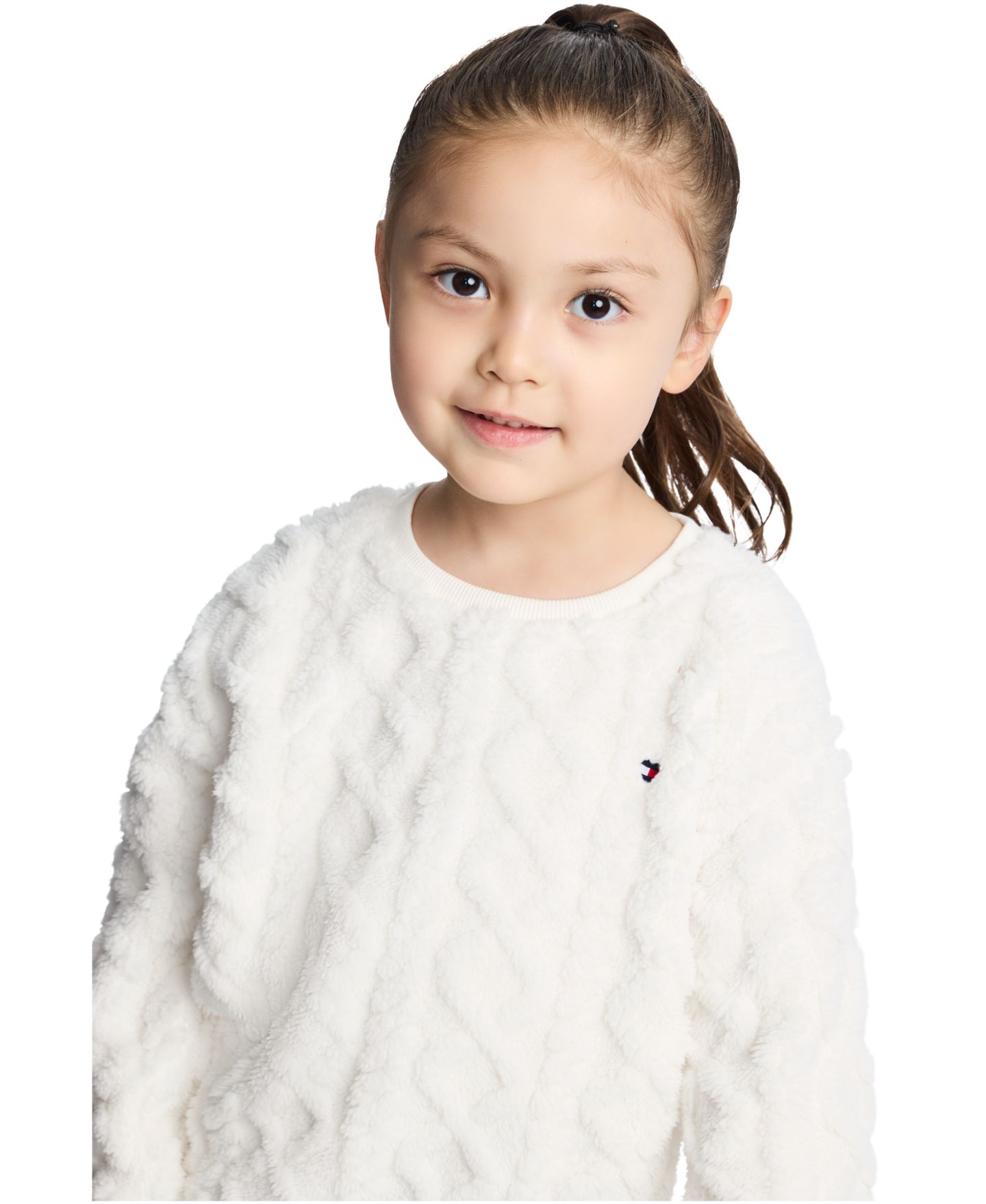 Tommy Hilfiger Toddler and Little Girls' 2T-6X Sherpa Cable-Knit Plaid Top and Leggings, 2-Piece Set, цвет: Клетчатый — фото 3