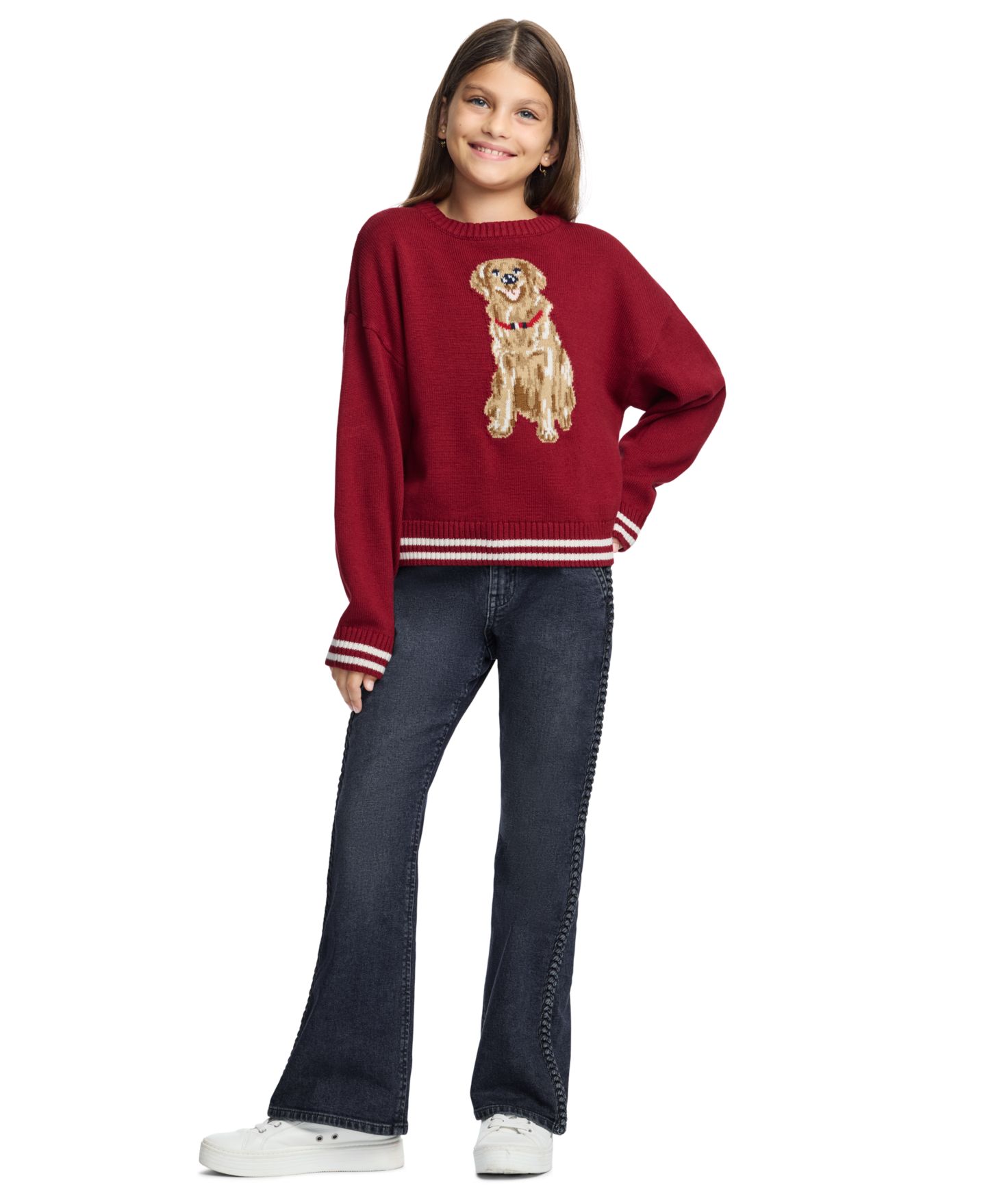 Свитер Tommy Hilfiger Intarsia Dog Drop-Shoulder для девочек, цвет: Мерло — фото 2