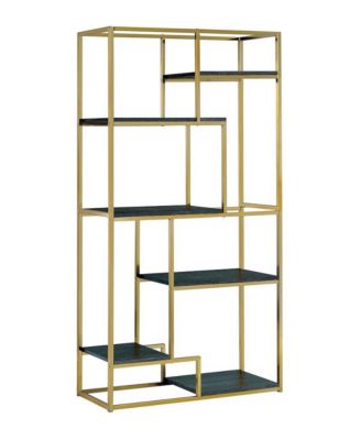 38 Inch 6-Tier Metal Geometric Open Shelf Bookcase