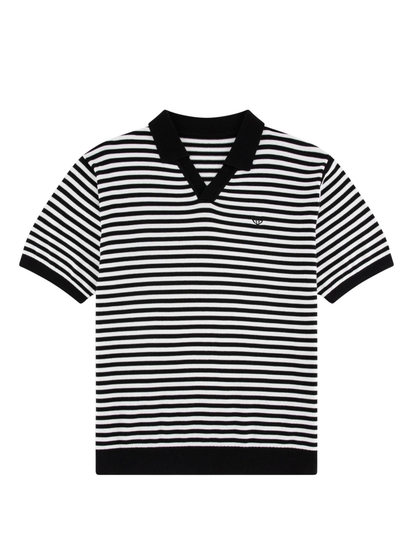 Мужское поло Walker & Hunt Milton Striped Short-Sleeve Polo, цвет: Чёрный / Кремовый — фото 2