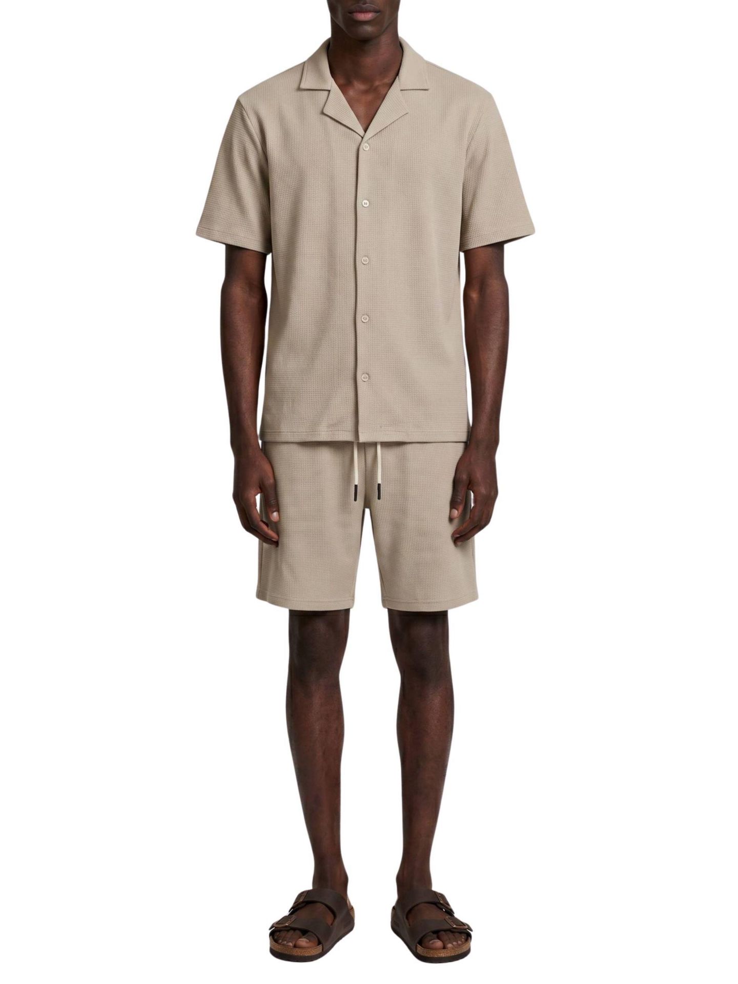 Мужская рубашка Walker & Hunt Short Sleeve Seersucker, цвет: Серо-бежевый — фото 2