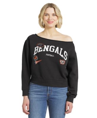 Women's  Black Cincinnati Bengals Off-the-Shoulder Sweatshirt